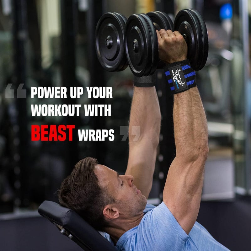 BEAST RAGE Wrist Wraps for Weightlifting - Adjustable Lifting Straps With Thumb Loop for Enhanced Gym Support, Powerlifting, Bodybuilding and Workout - Image 3